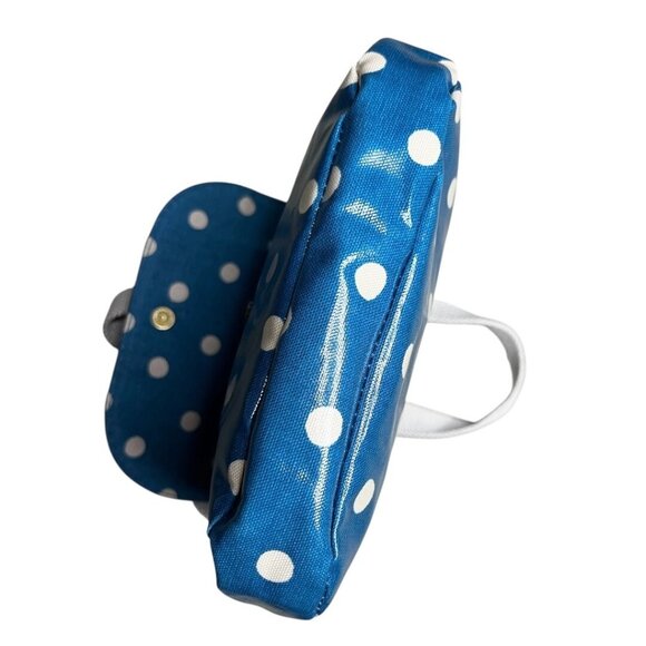 Cath Kidston Oilcloth Crossbody Messenger Bag Blue Polka Dot Adjustable - Picture 5 of 10